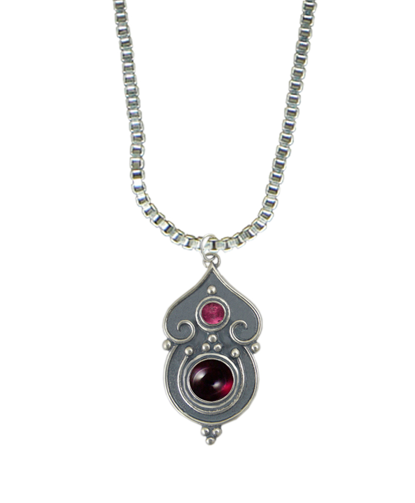 Sterling Silver Necklace Garnet And Pink Tourmaline